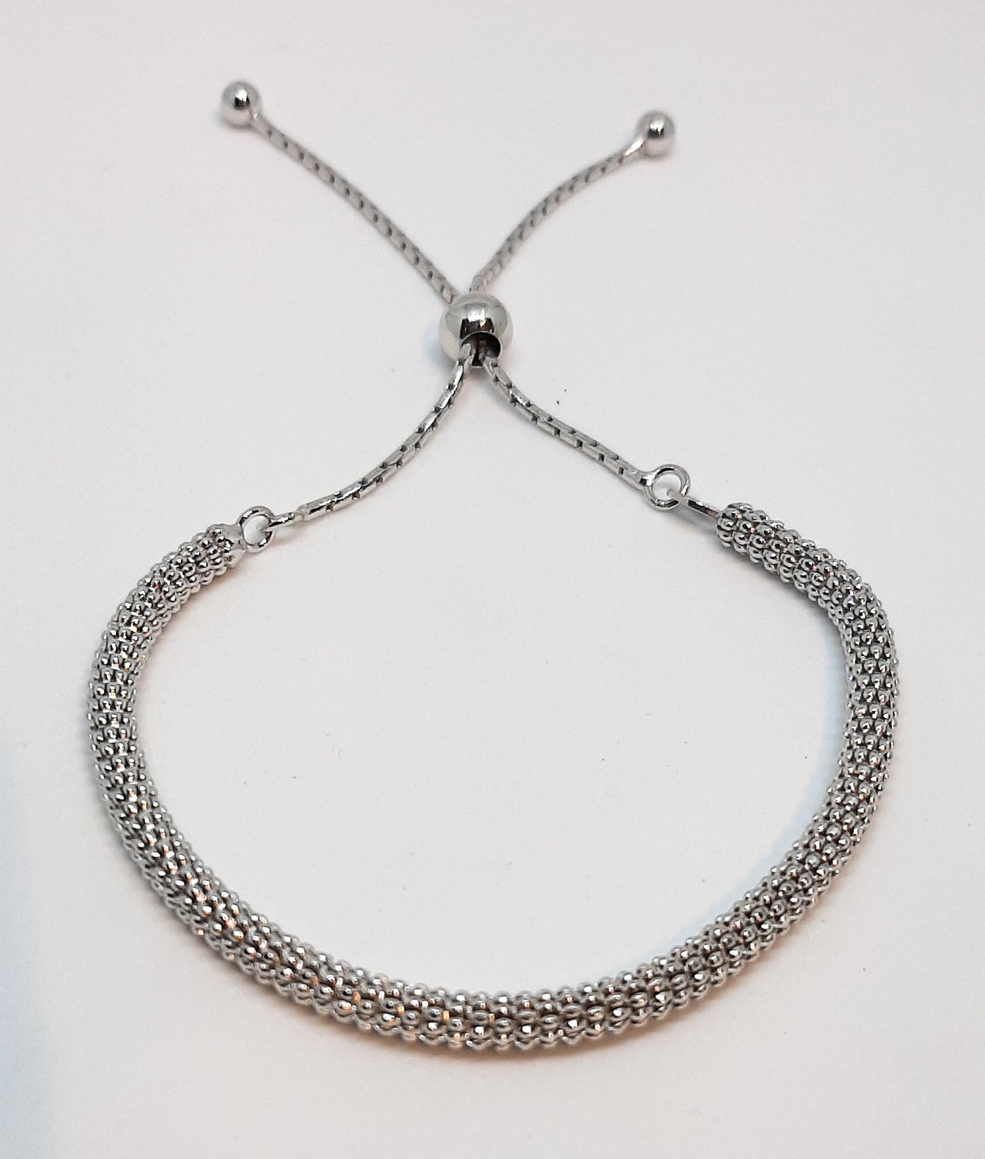 Silver Large Popcorn Slider Bracelet