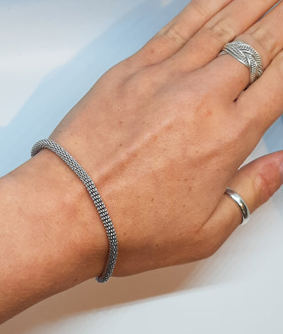Silver Large Popcorn Slider Bracelet