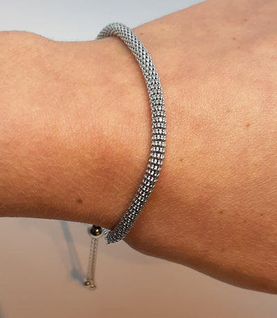 Silver Large Popcorn Slider Bracelet