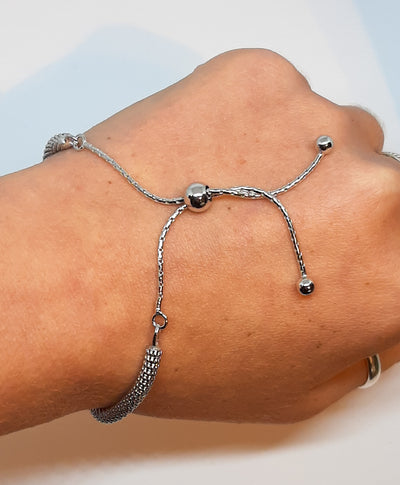 Silver Large Popcorn Slider Bracelet