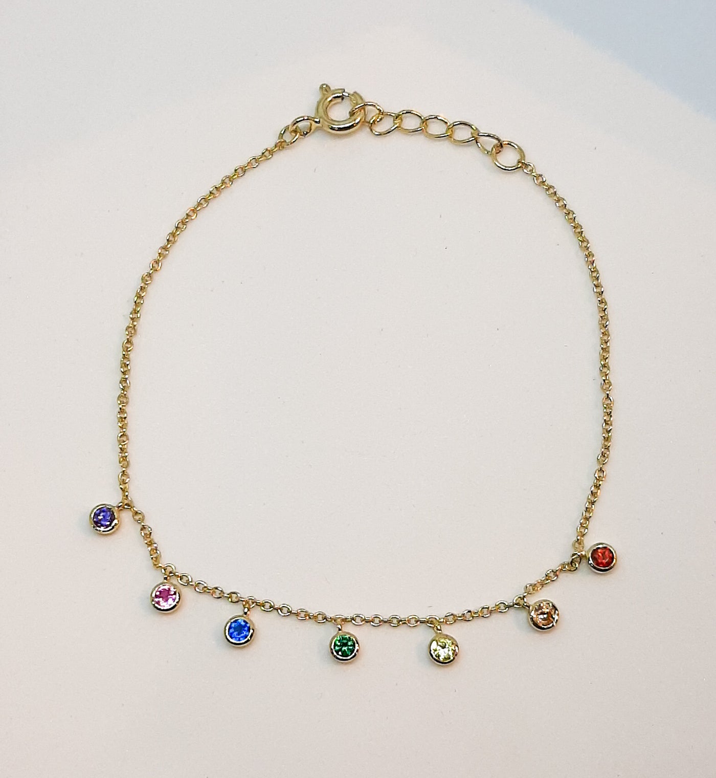 Yellow Gold Multi-Colour Rainbow Droplets Bracelet