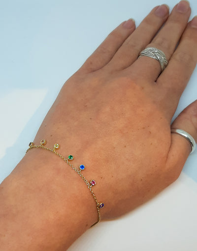 Yellow Gold Multi-Colour Rainbow Droplets Bracelet