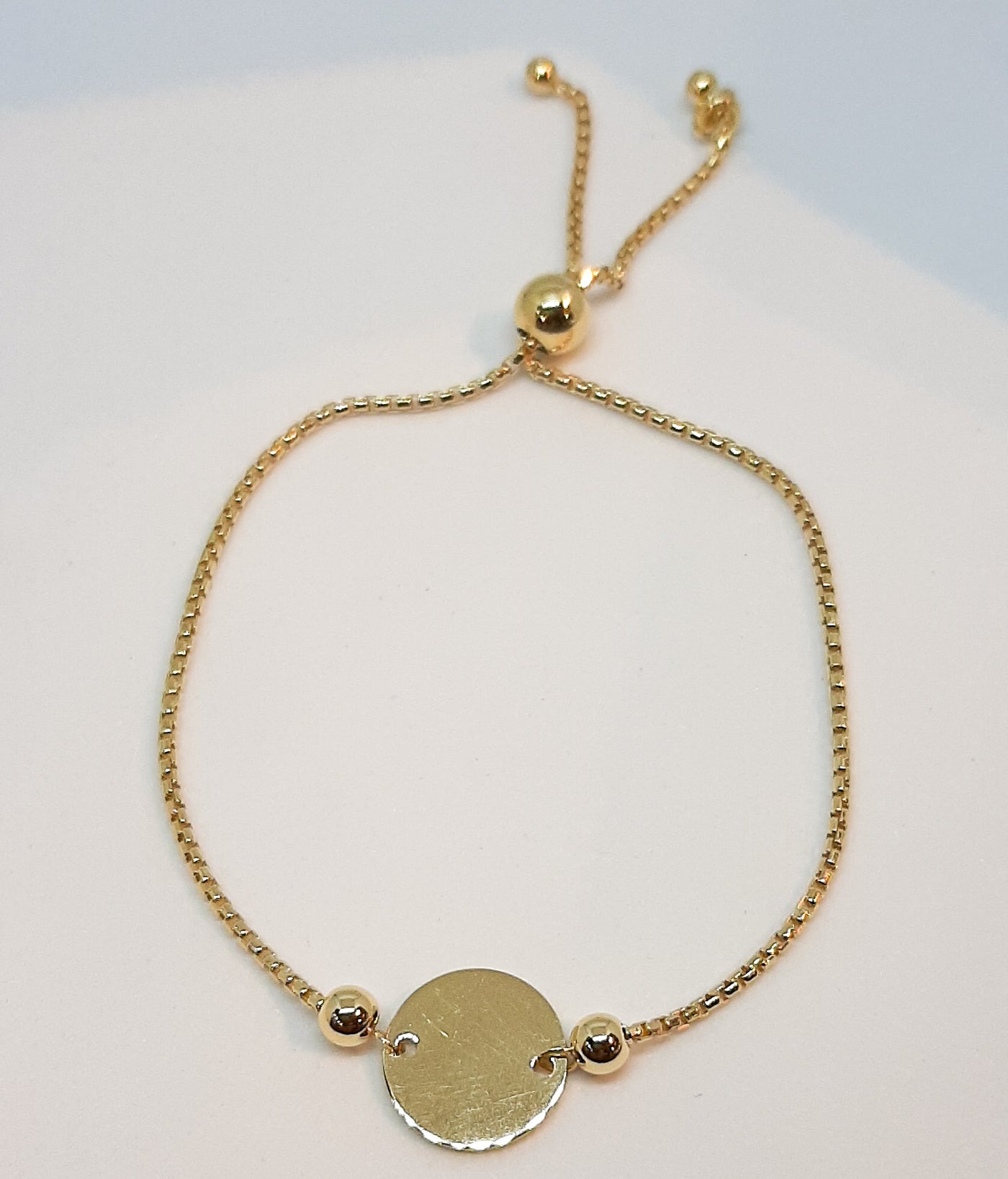 Yellow Gold Disc Slider Bracelet