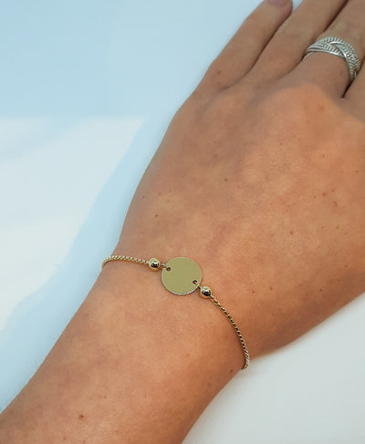 Yellow Gold Disc Slider Bracelet