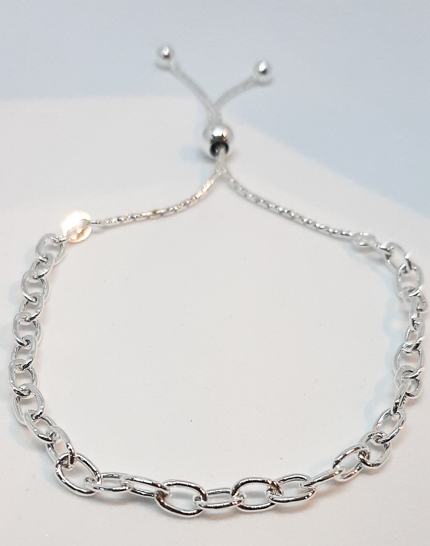 Silver Chain Link Slider Bracelet