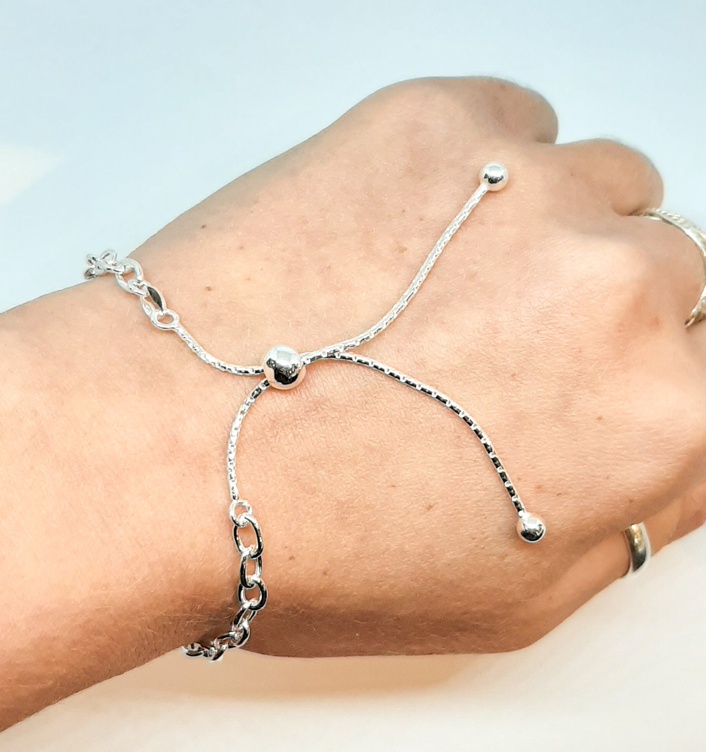 Silver Chain Link Slider Bracelet