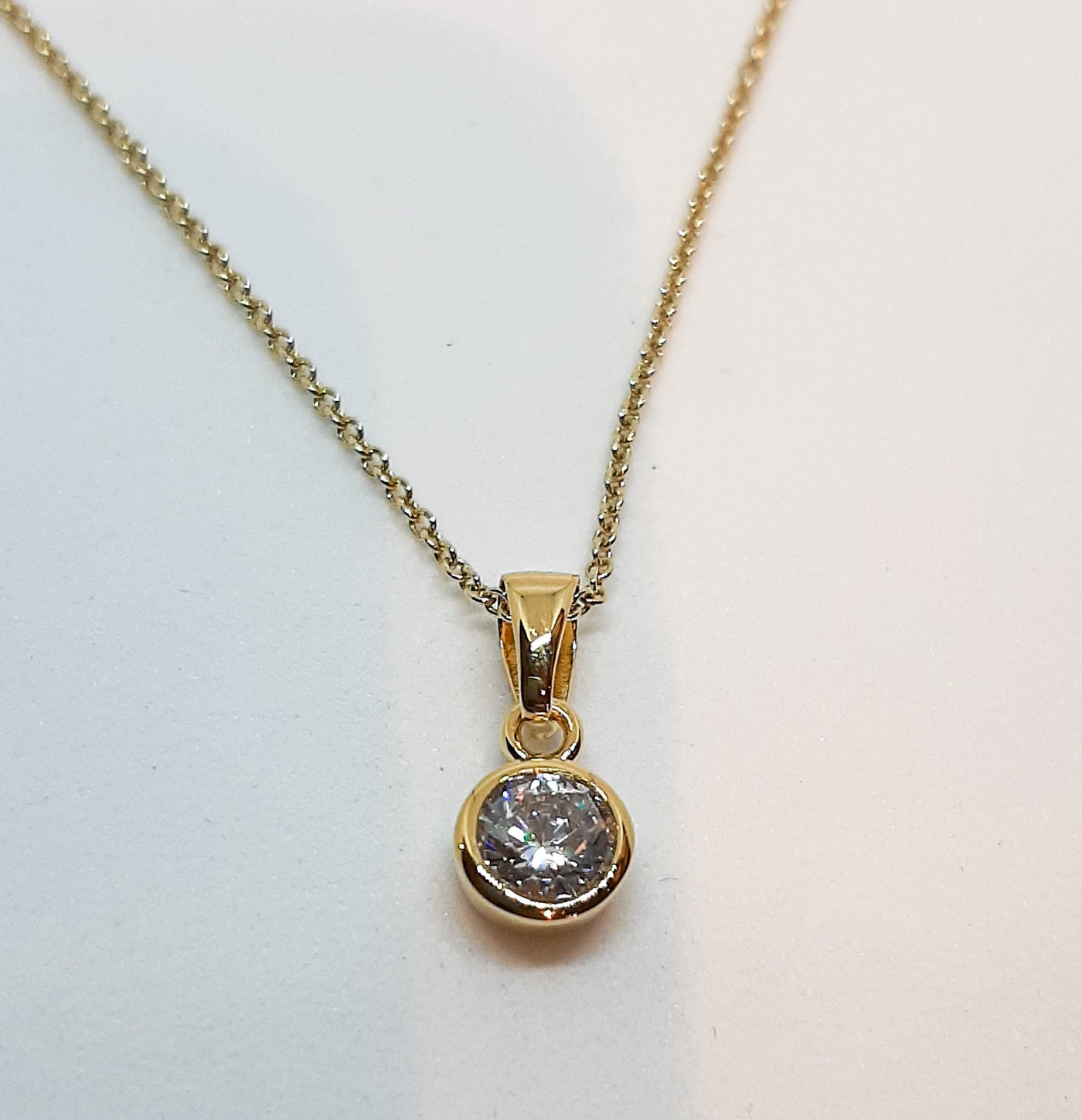 Yellow Gold Round CZ Pendant