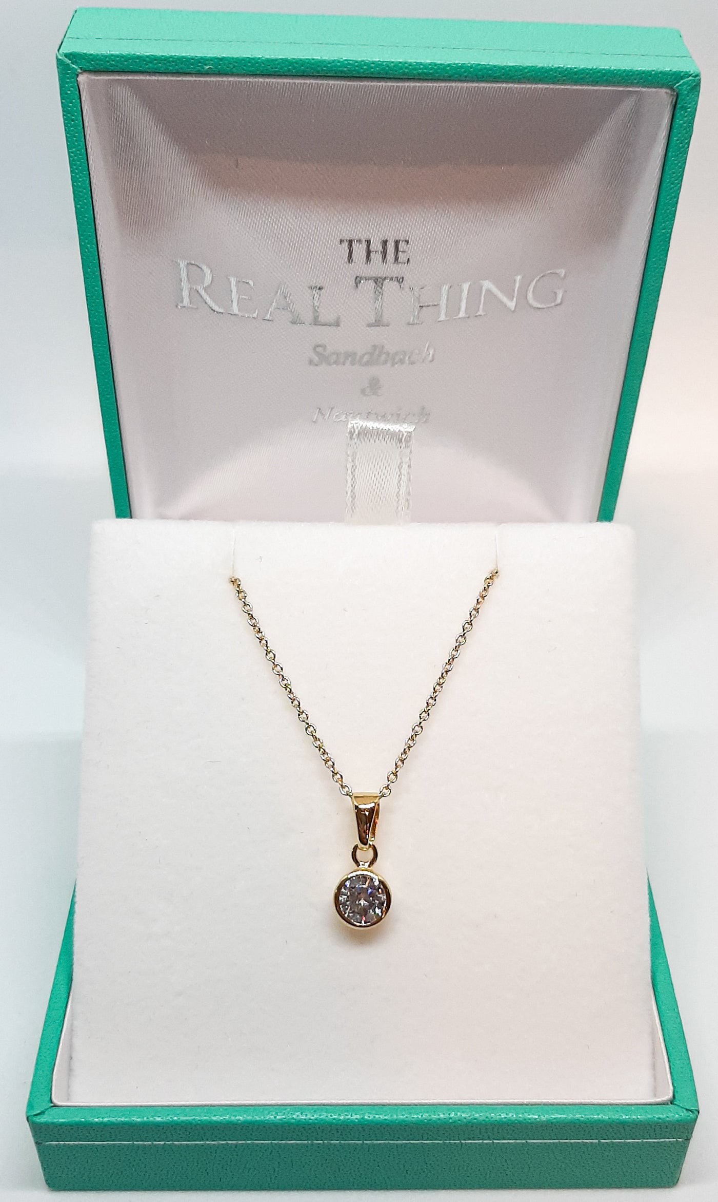 Yellow Gold Round CZ Pendant