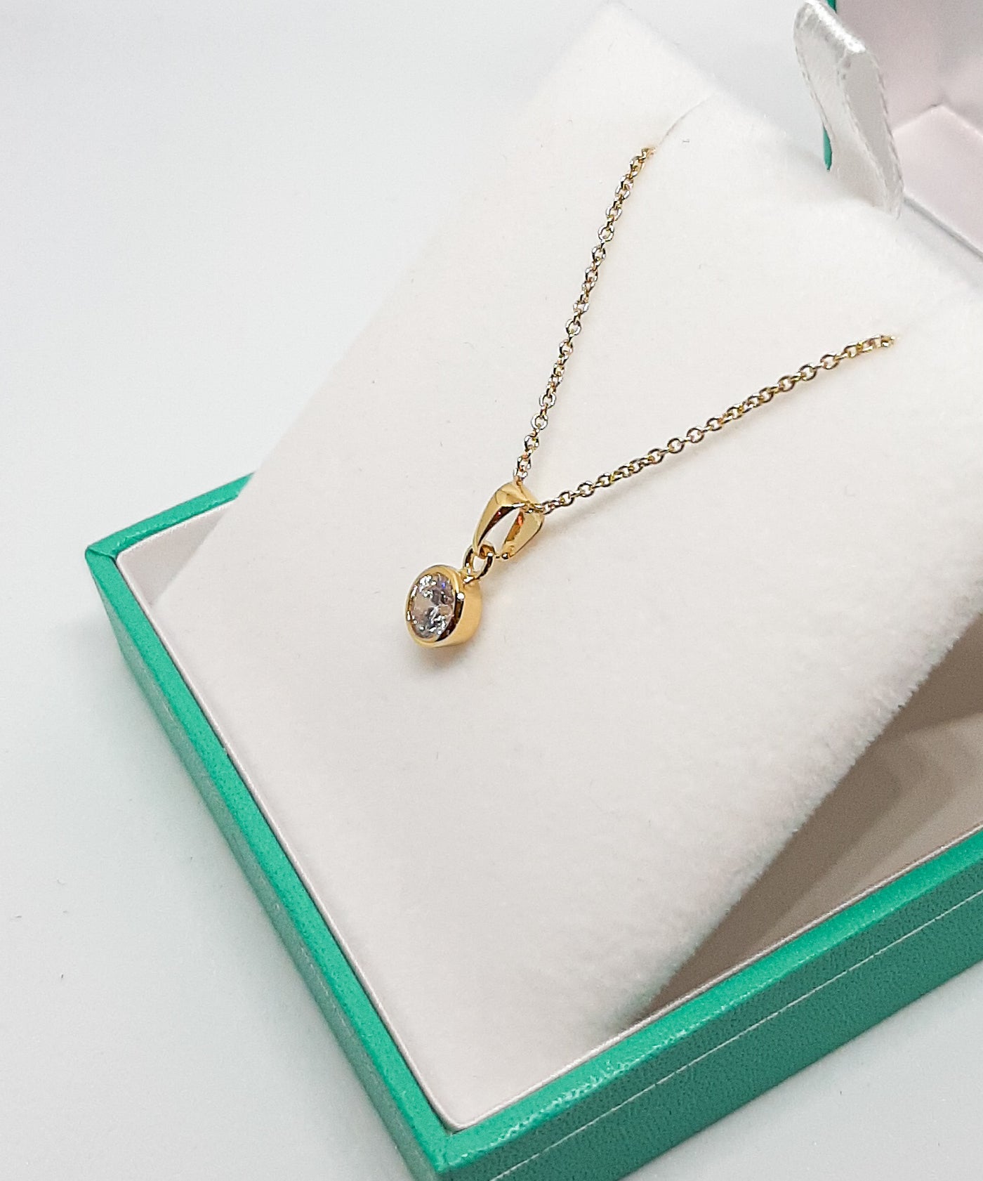 Yellow Gold Round CZ Pendant