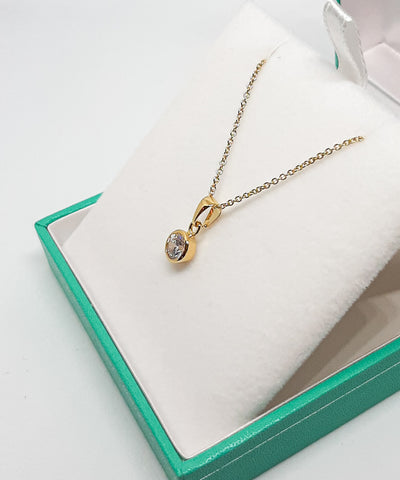 Yellow Gold Round CZ Pendant