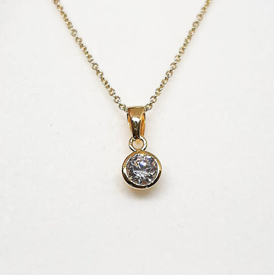 Yellow Gold Round CZ Pendant