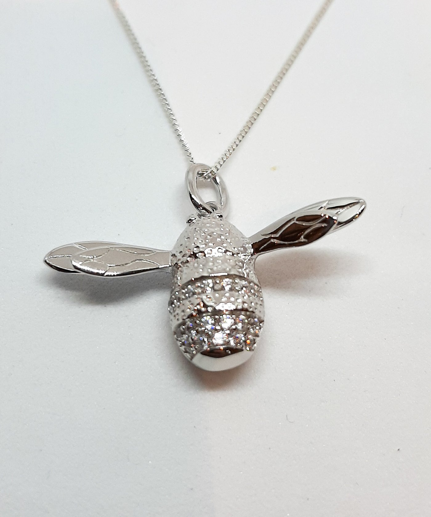 Heavy Silver & CZ Bee Pendant
