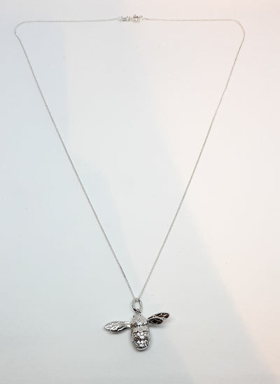 Heavy Silver & CZ Bee Pendant