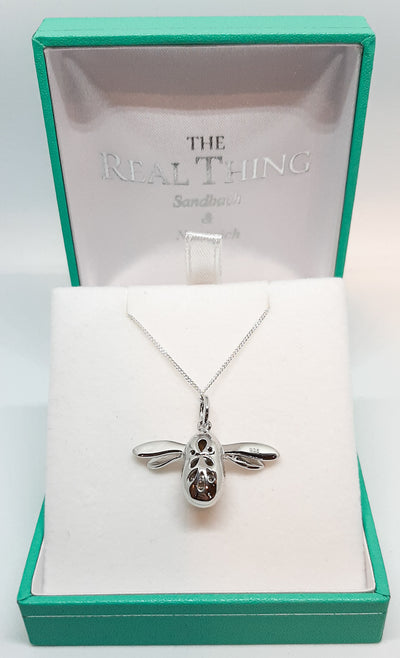 Heavy Silver & CZ Bee Pendant