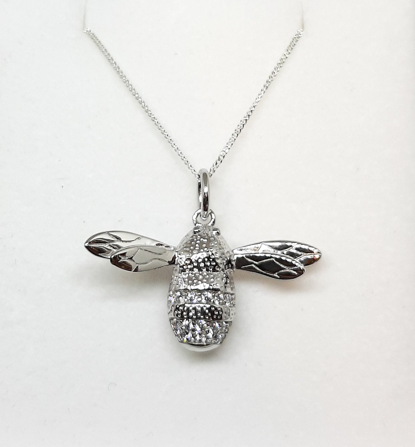 Heavy Silver & CZ Bee Pendant