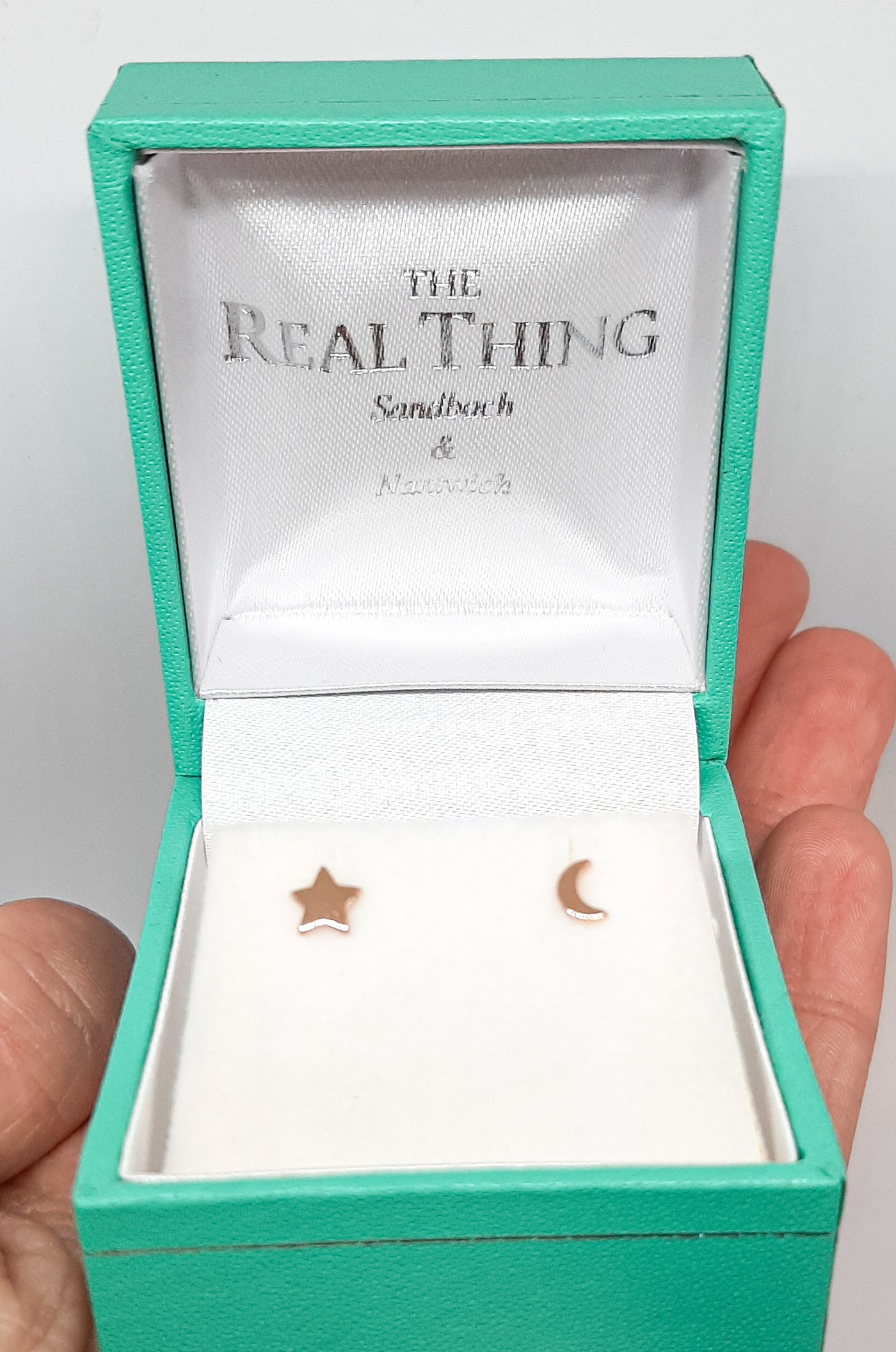 Rose Gold Moon & Star Stud Earrings