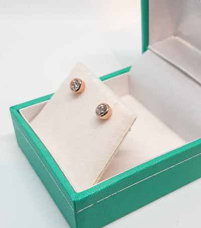 Rose Gold CZ Stud Earrings