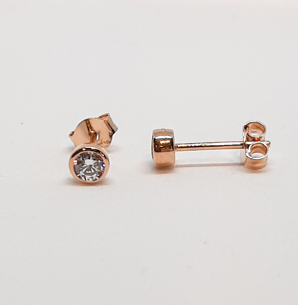 Rose Gold CZ Stud Earrings