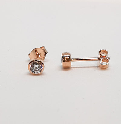 Rose Gold CZ Stud Earrings