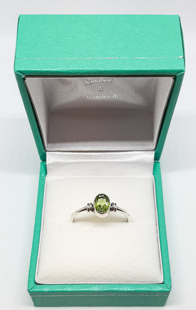 Oval Peridot Silver Ring