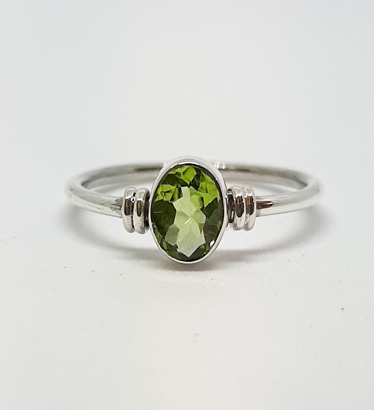 Oval Peridot Silver Ring