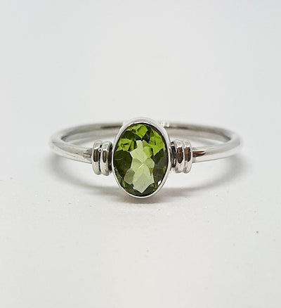 Oval Peridot Silver Ring