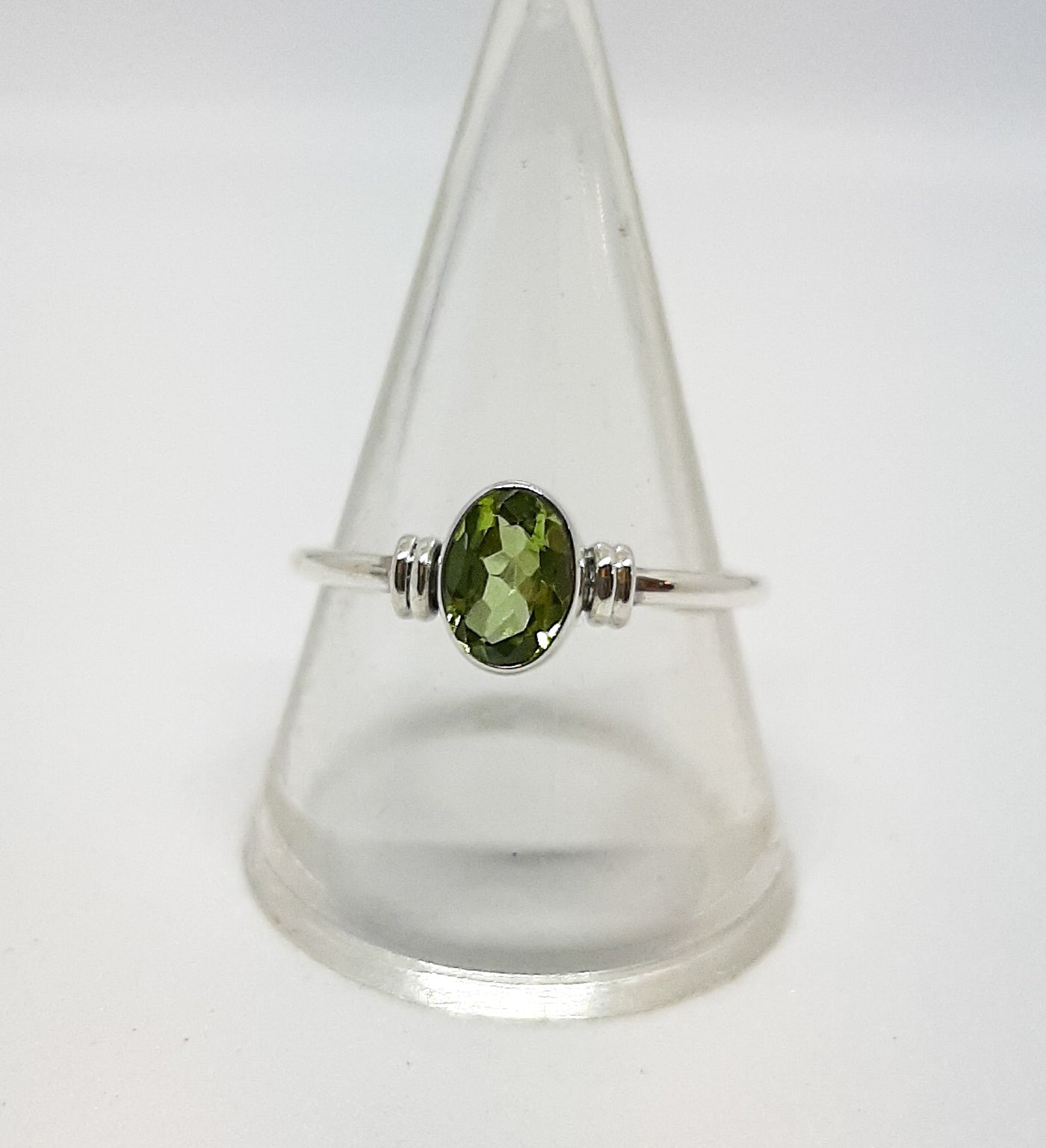 Oval Peridot Silver Ring