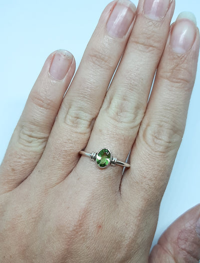 Oval Peridot Silver Ring