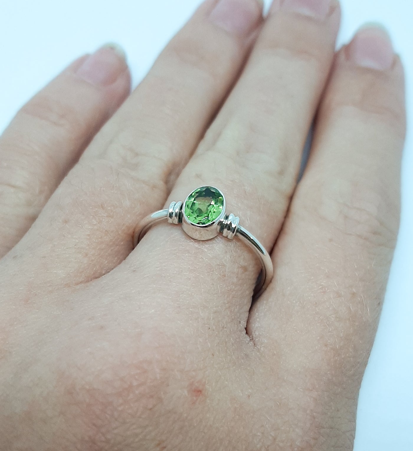 Oval Peridot Silver Ring