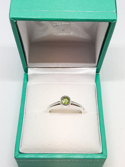 Dainty Round Peridot Ring