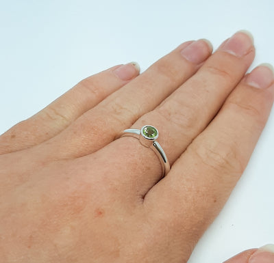 Dainty Round Peridot Ring