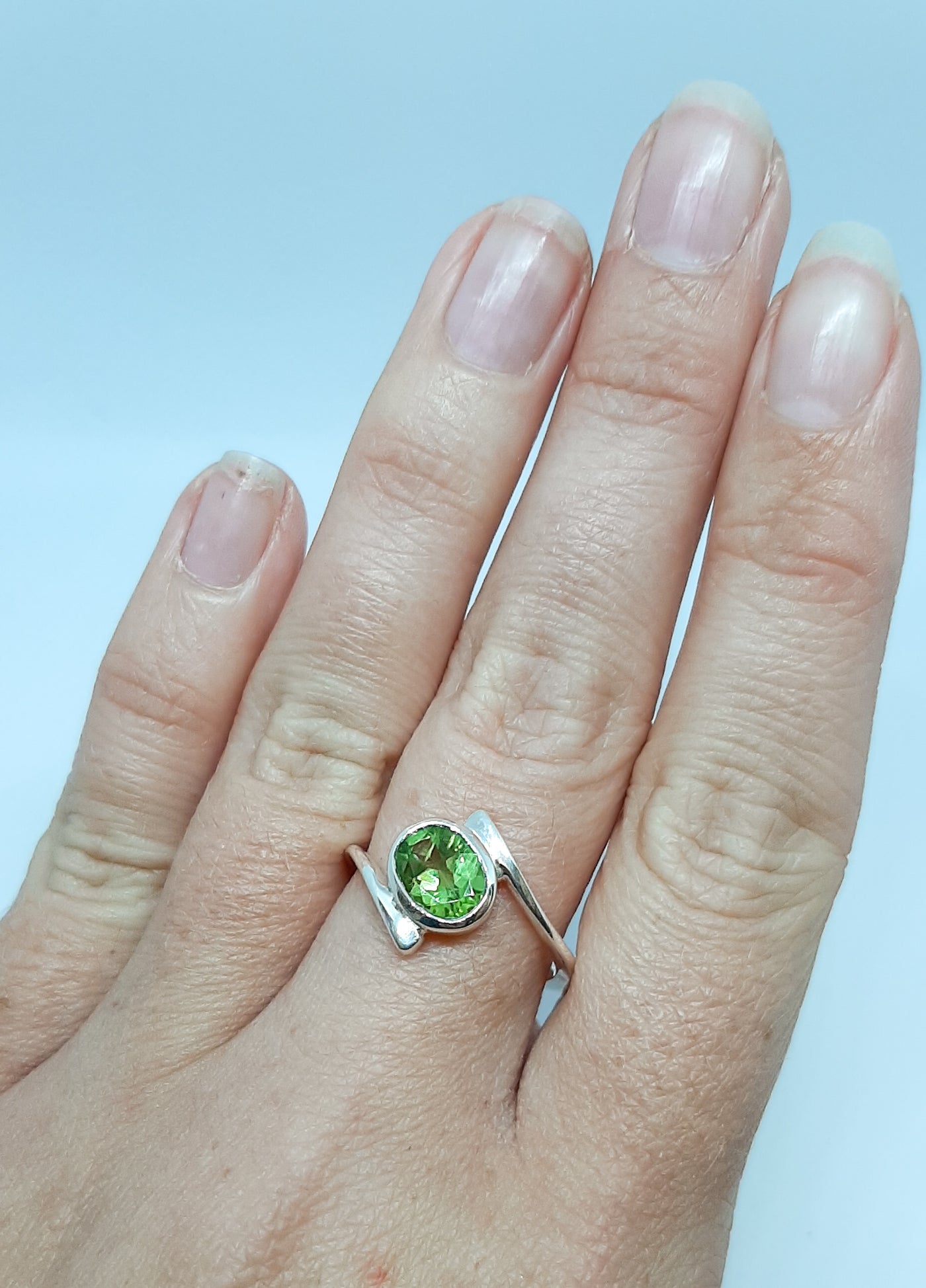 Abstract Oval Peridot Ring