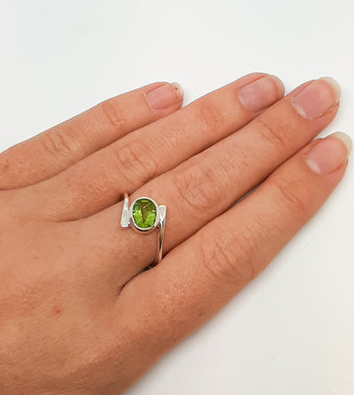 Abstract Oval Peridot Ring