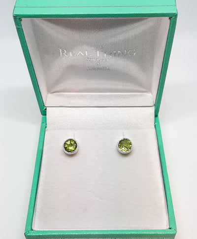 6mm Round Peridot Stud Earrings
