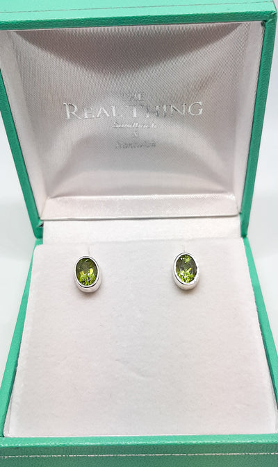 Oval Peridot Stud Earrings
