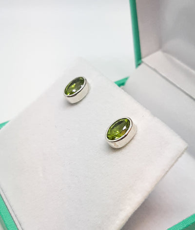 Oval Peridot Stud Earrings