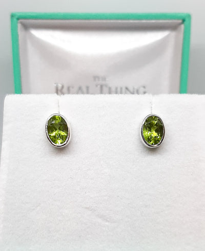 Oval Peridot Stud Earrings