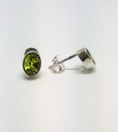 Oval Peridot Stud Earrings