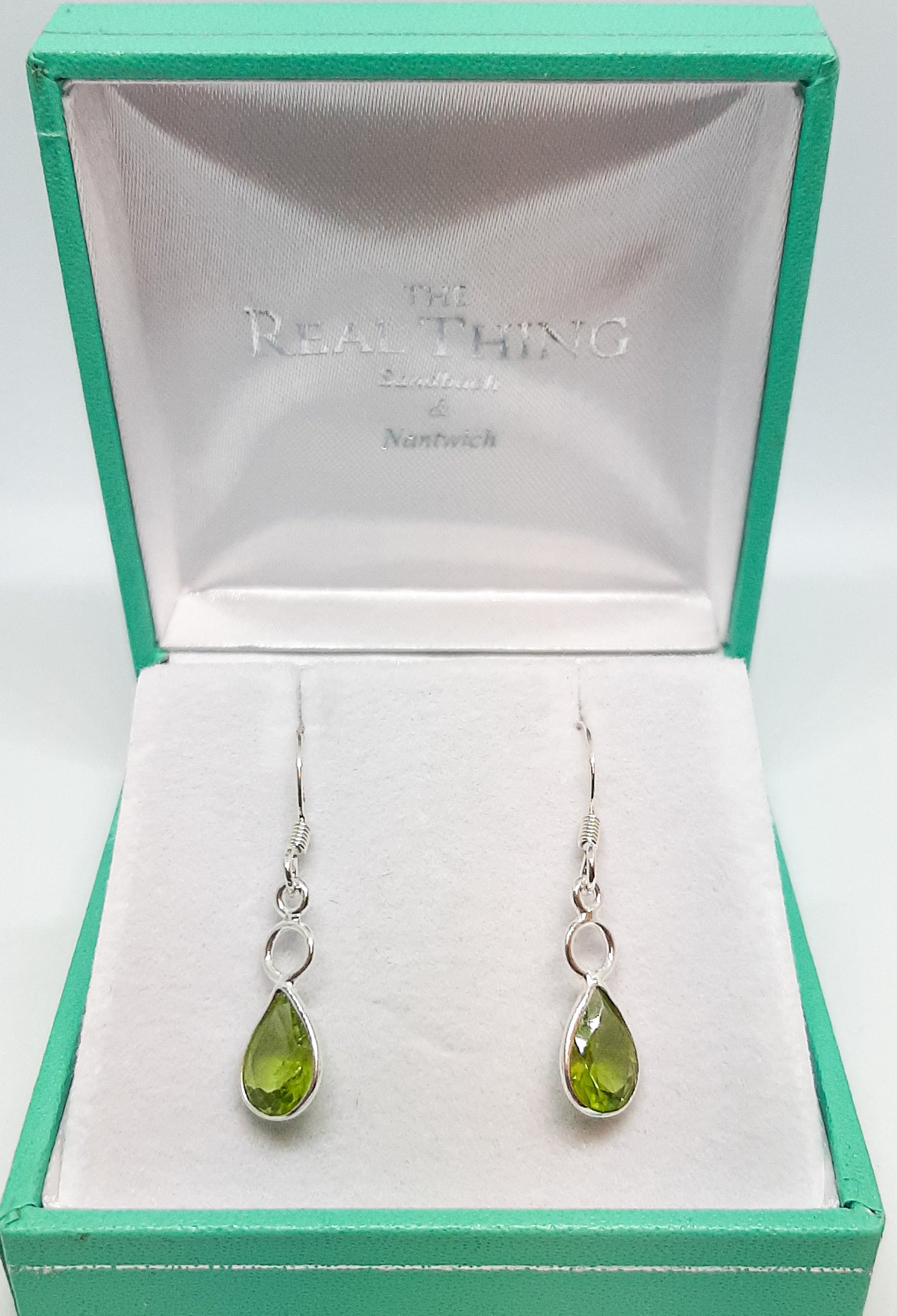 Circle & Teardrop Peridot Drop Earrings