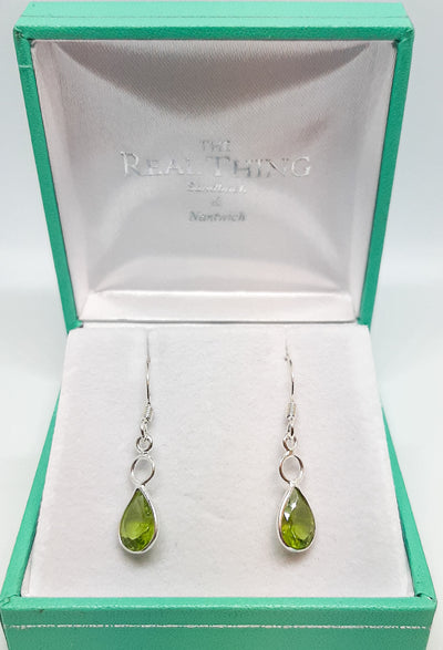 Circle & Teardrop Peridot Drop Earrings