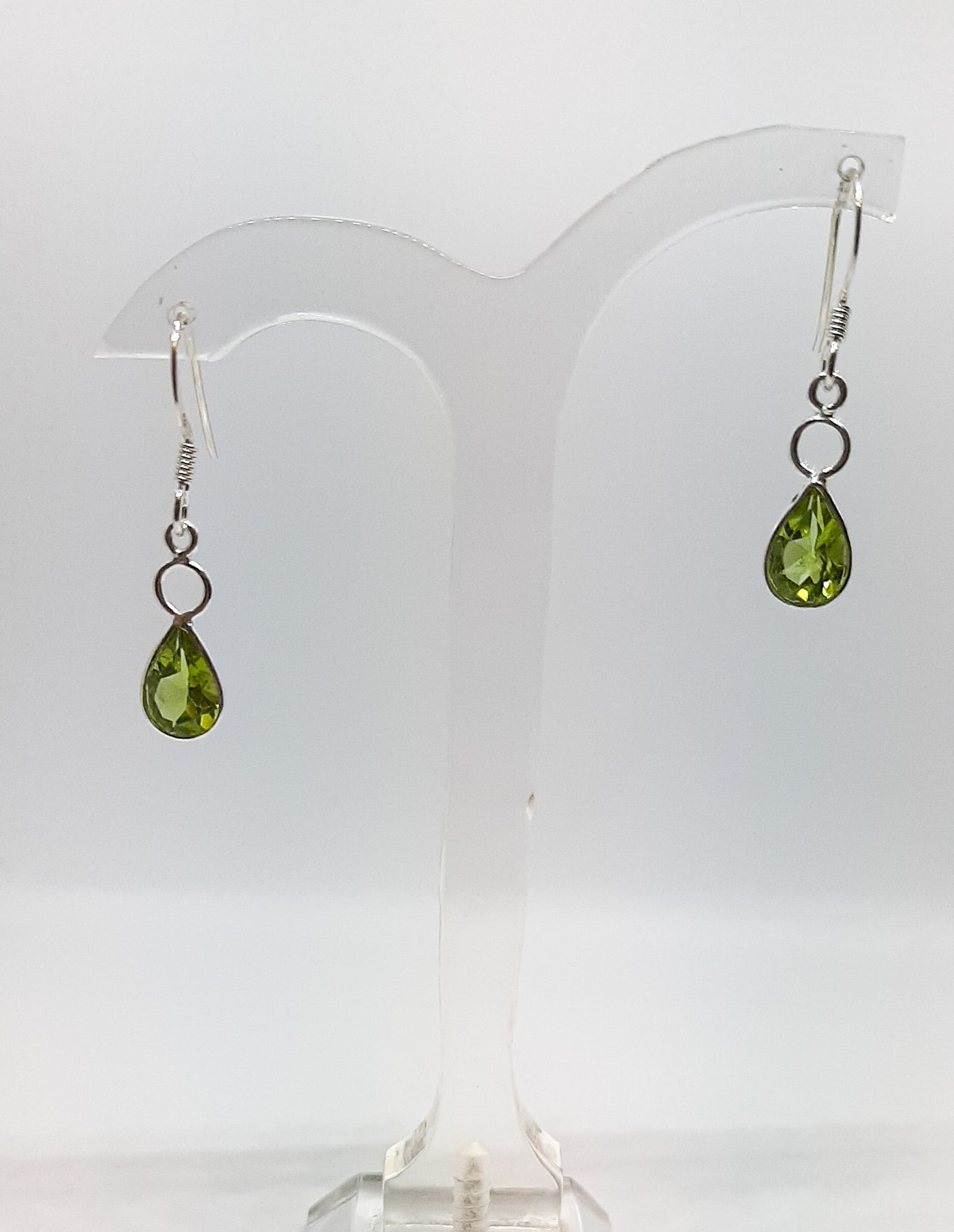 Circle & Teardrop Peridot Drop Earrings