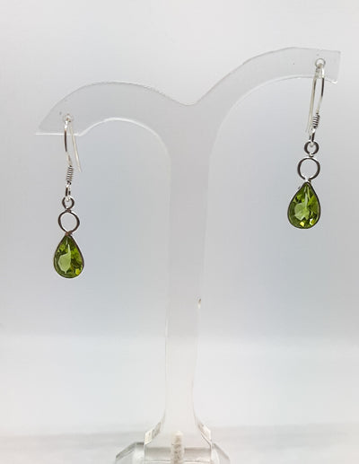 Circle & Teardrop Peridot Drop Earrings