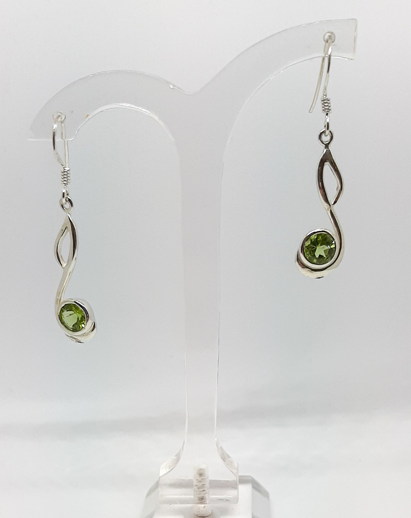 Long Swirl Peridot Drop Earrings