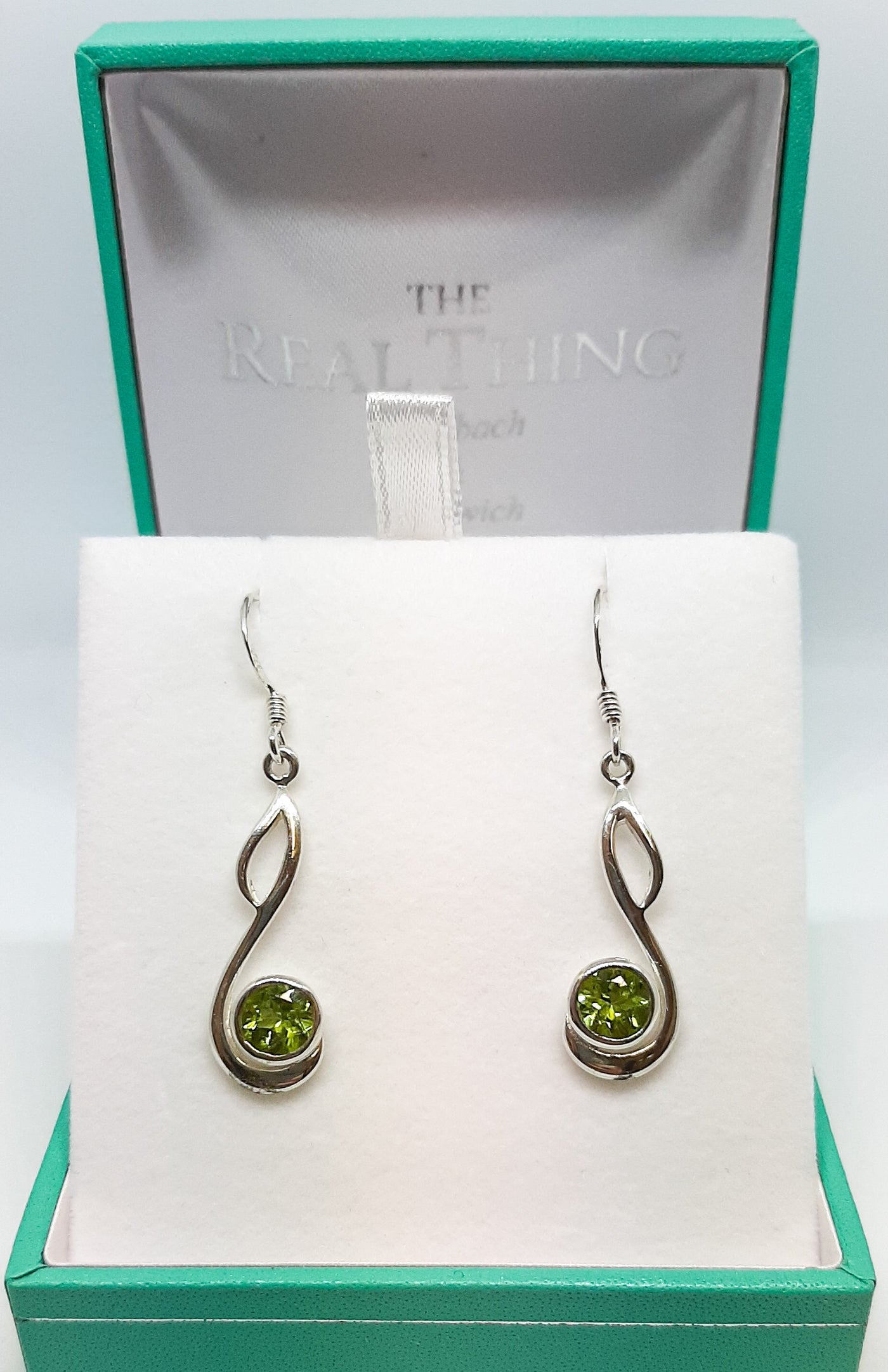 Long Swirl Peridot Drop Earrings