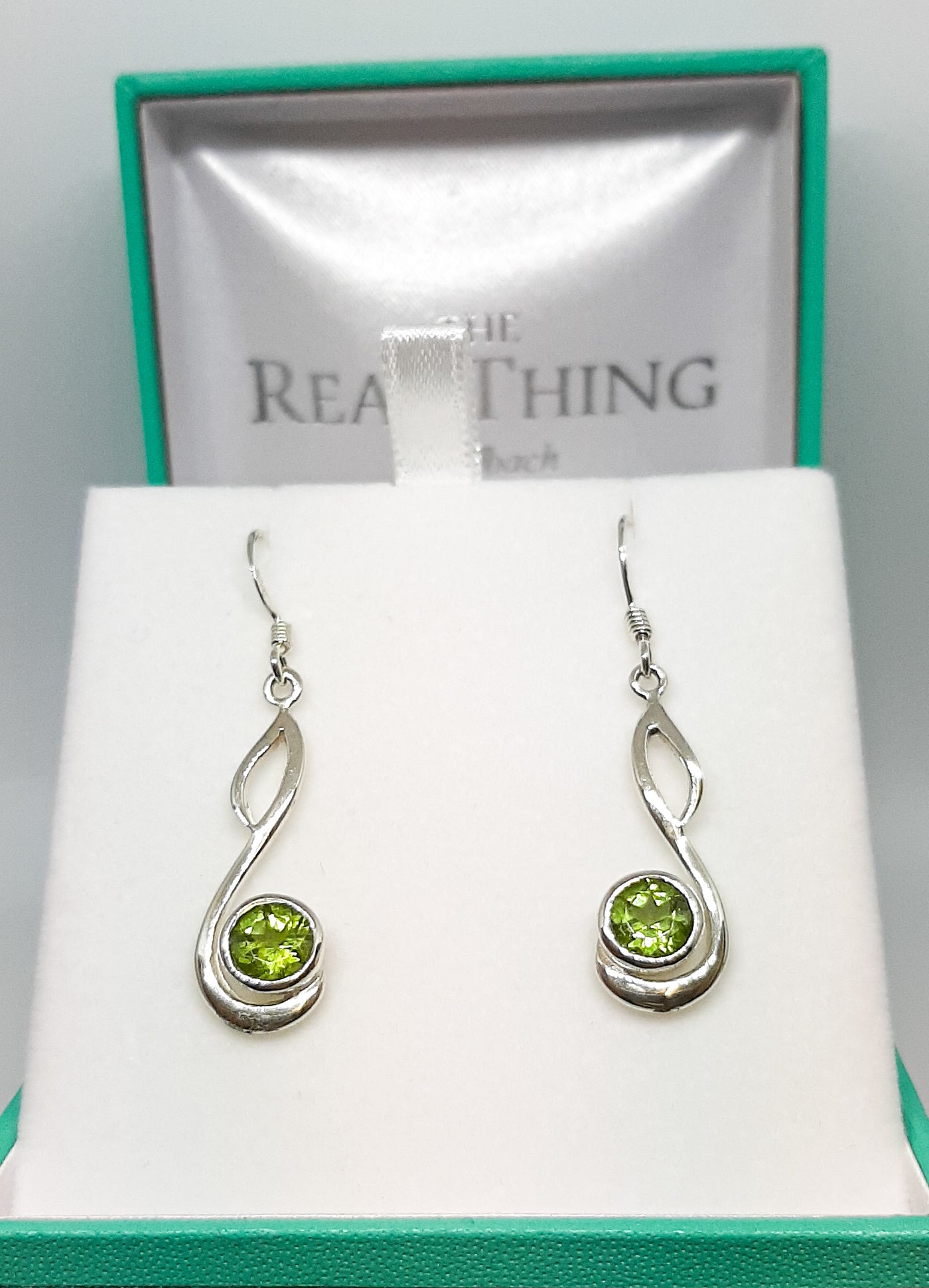 Long Swirl Peridot Drop Earrings