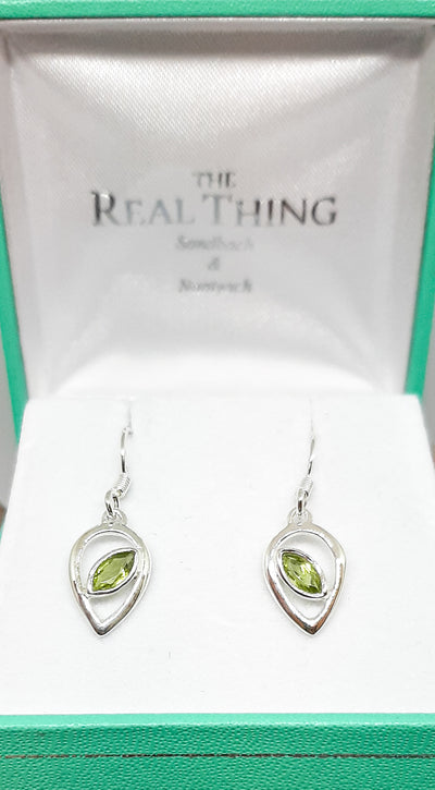 Marquis Peridot Inverted Tear Drop Earrings