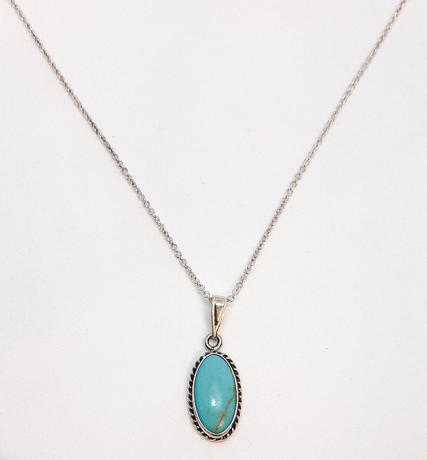 Oval Turquoise Rope Edge Pendant