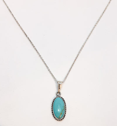 Oval Turquoise Rope Edge Pendant