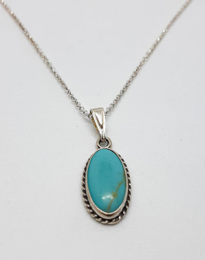 Oval Turquoise Rope Edge Pendant