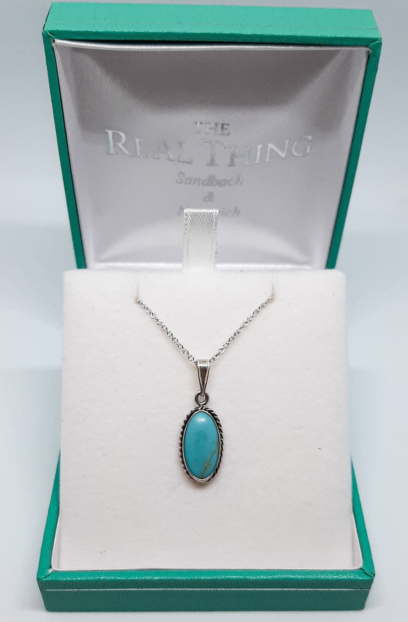 Oval Turquoise Rope Edge Pendant